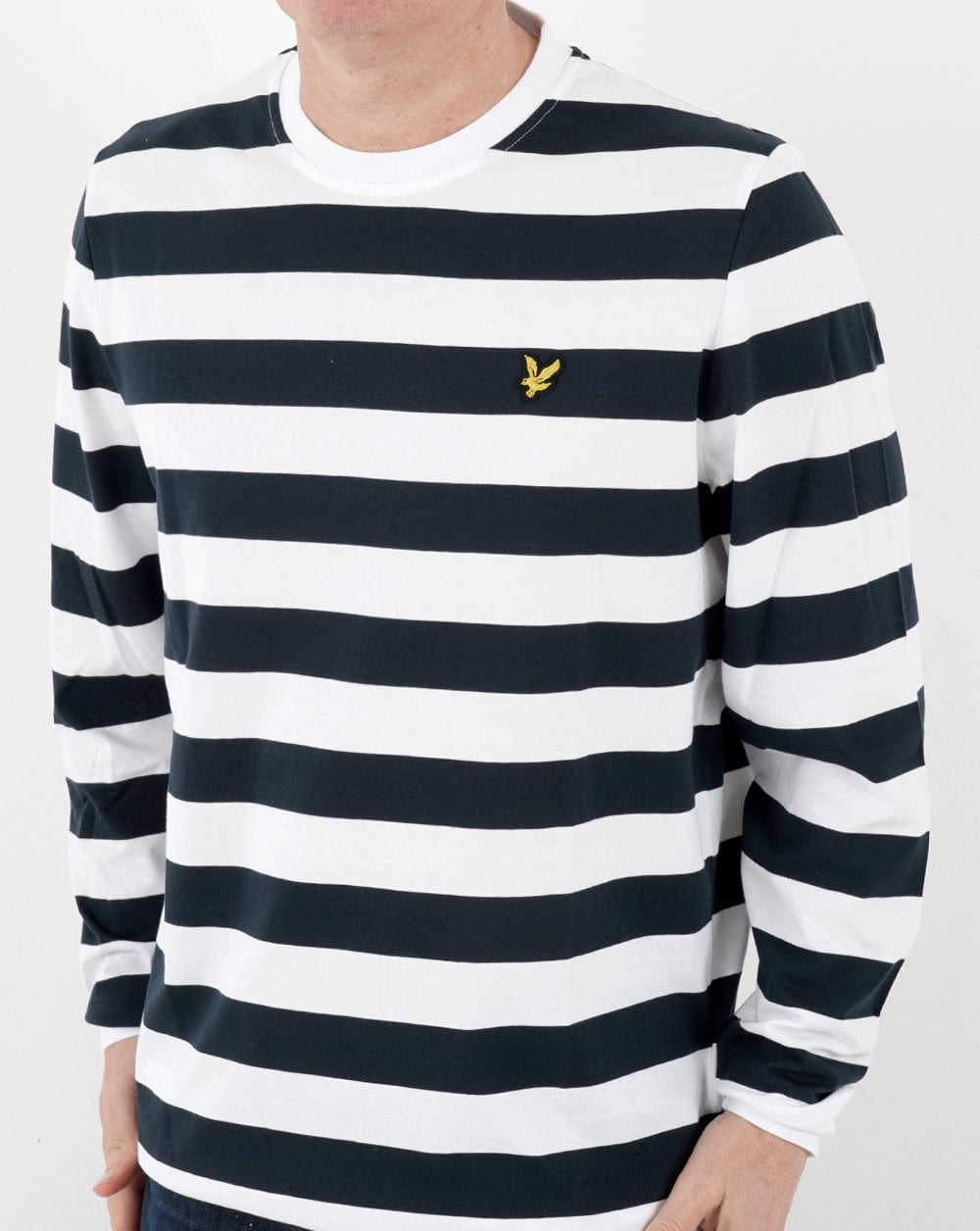 Lyle &amp; Scott – Langärmliges, gestreiftes T-Shirt in Dunkelmarineblau