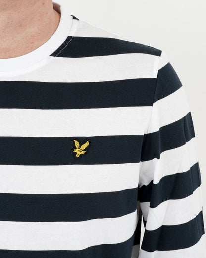 Lyle &amp; Scott – Langärmliges, gestreiftes T-Shirt in Dunkelmarineblau