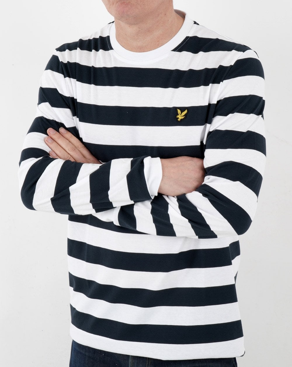 Lyle &amp; Scott – Langärmliges, gestreiftes T-Shirt in Dunkelmarineblau