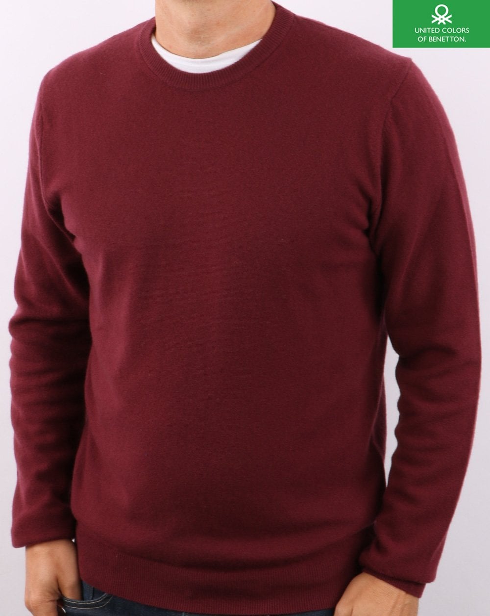 Benetton Pullover aus Merinowolle in Burgunderrot