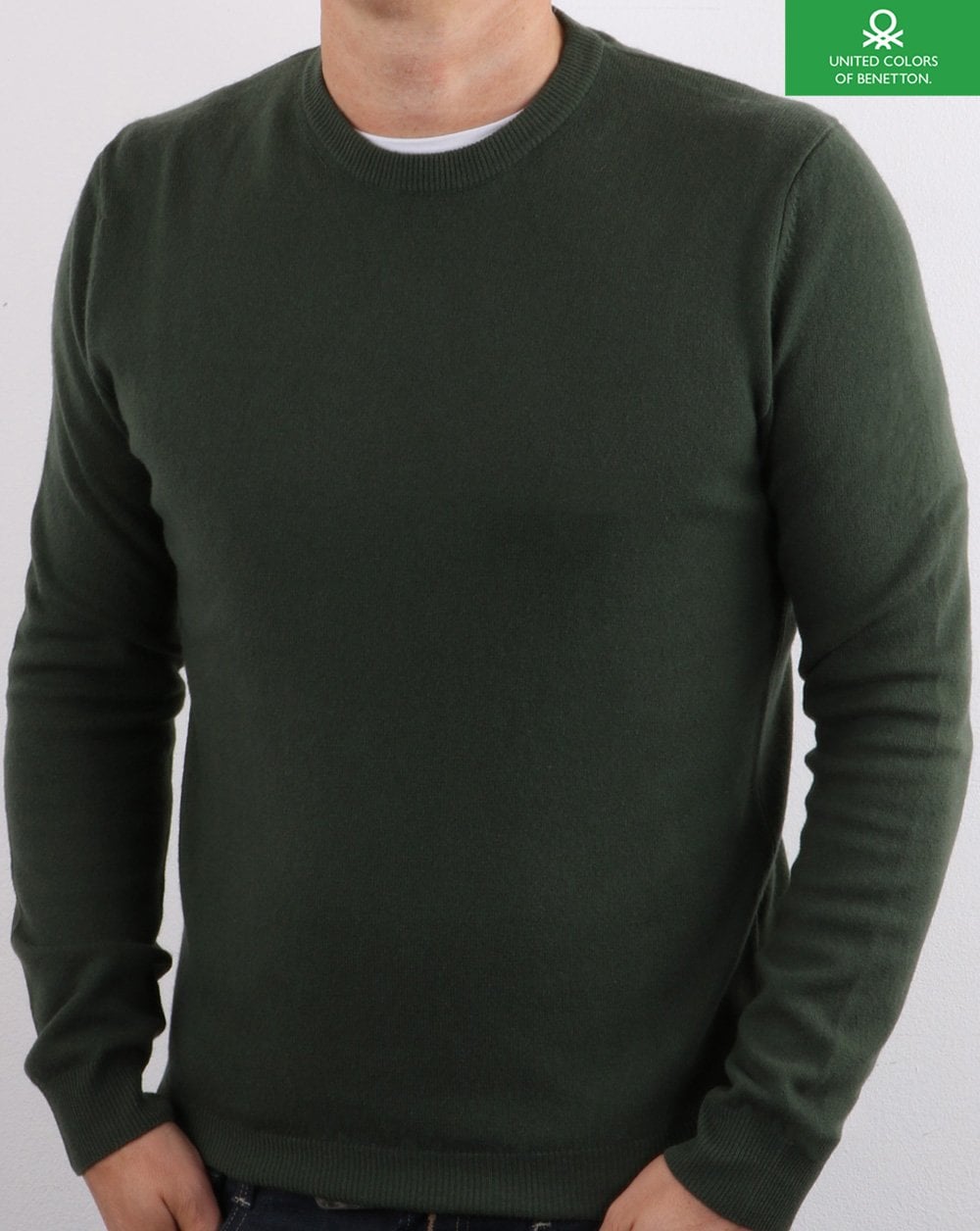 Benetton Wollpullover Militärgrün
