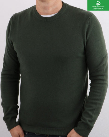 Benetton Wollpullover Militärgrün