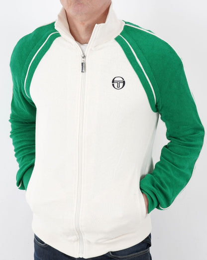 Sergio Tacchini Frottee-Retro-Trainingsjacke Weiß/Grün
