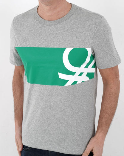 T-Shirt mit Benetton-Logo-Print in Grau