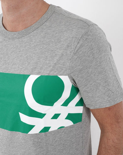 T-Shirt mit Benetton-Logo-Print in Grau