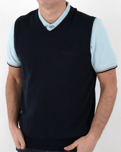 Ben Sherman – Strick-Tanktop mit V-Ausschnitt, Marineblau