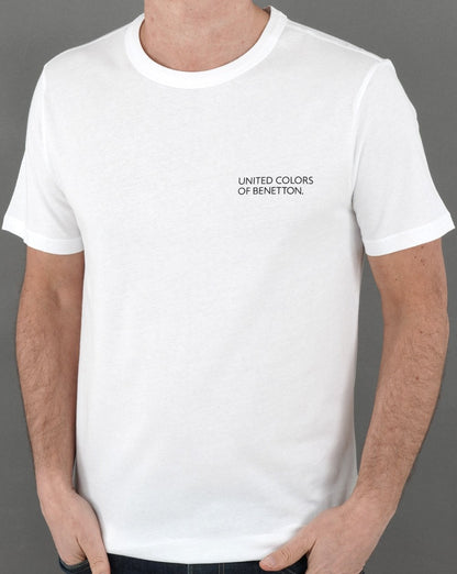 Benetton T-Shirt mit Logo-Print Weiß