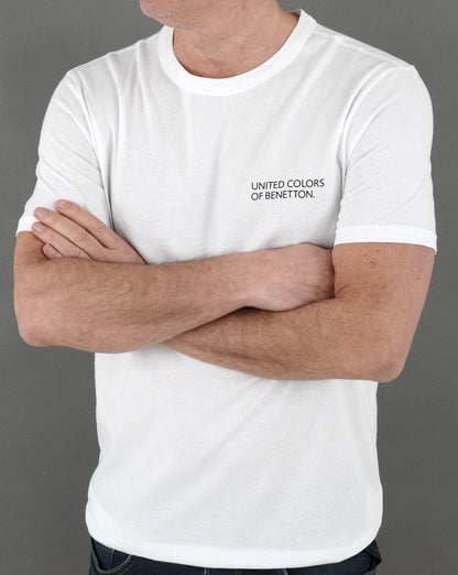 Benetton T-Shirt mit Logo-Print Weiß