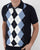 Trojan Argyle Fine Knit Polo Navy