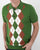 Trojan Argyle Fine Knit Polo Green