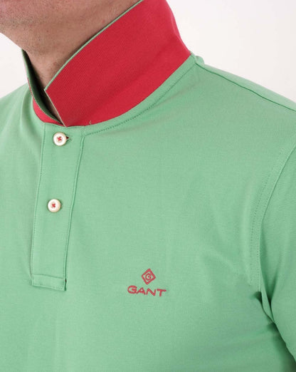 Gant Poloshirt mit Kontrastkragen Grün