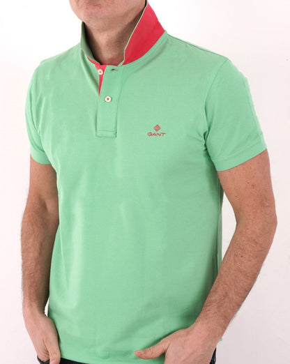 Gant Poloshirt mit Kontrastkragen Grün