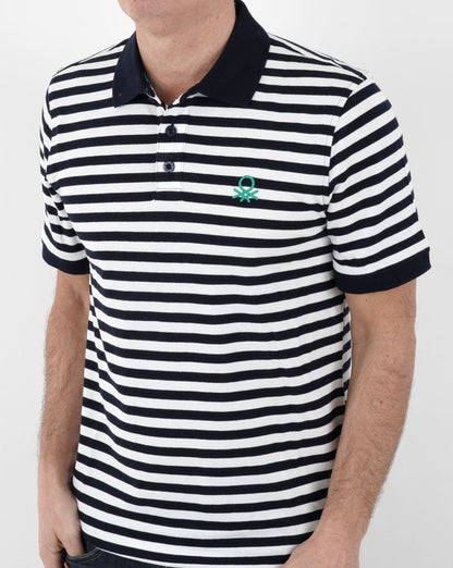 Benetton Gestreiftes Poloshirt Marineblau