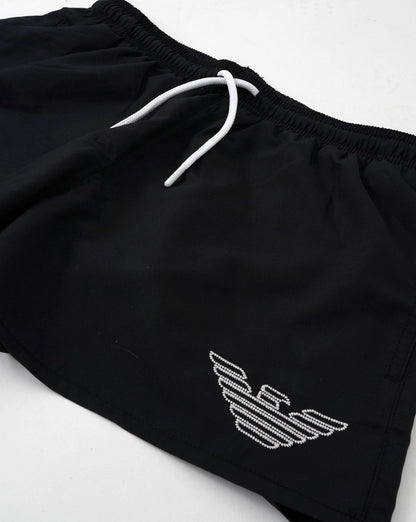 Emporio Armani Badeshorts mit Adler-Motiv in Schwarz