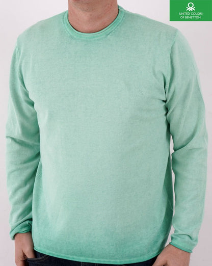 Benetton – Verwaschener Strickpullover in Türkis