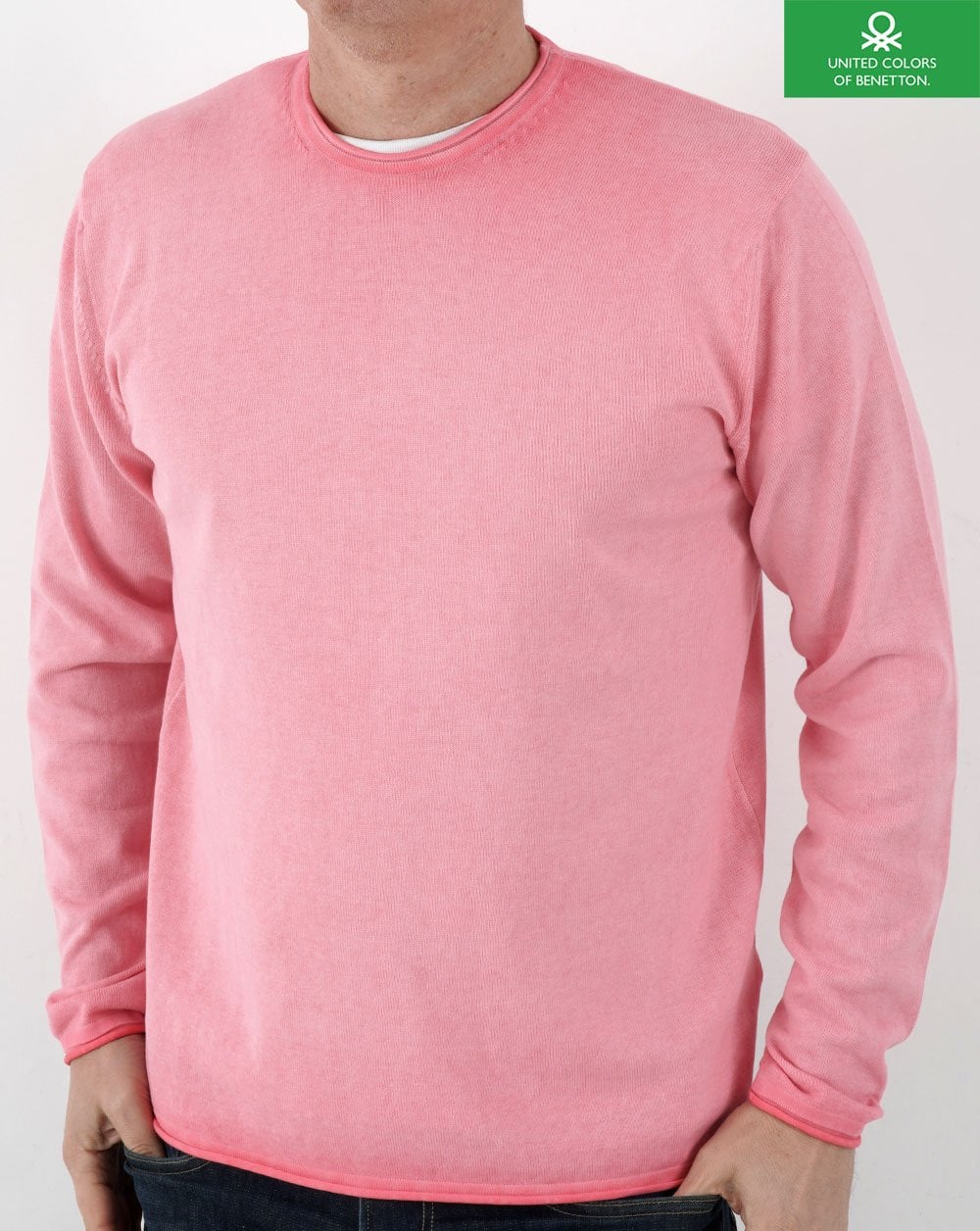 Benetton – Verwaschener Strickpullover in Rosa