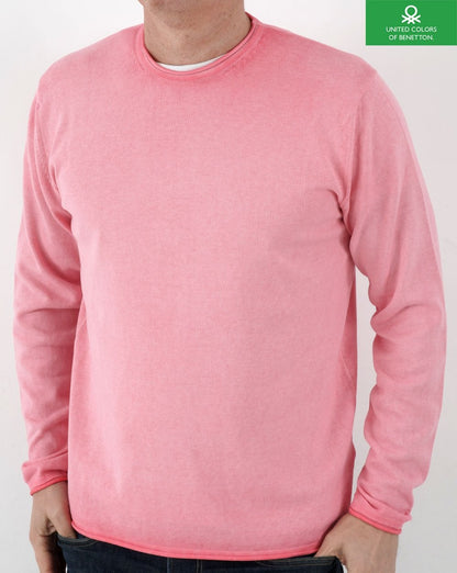 Benetton – Verwaschener Strickpullover in Rosa
