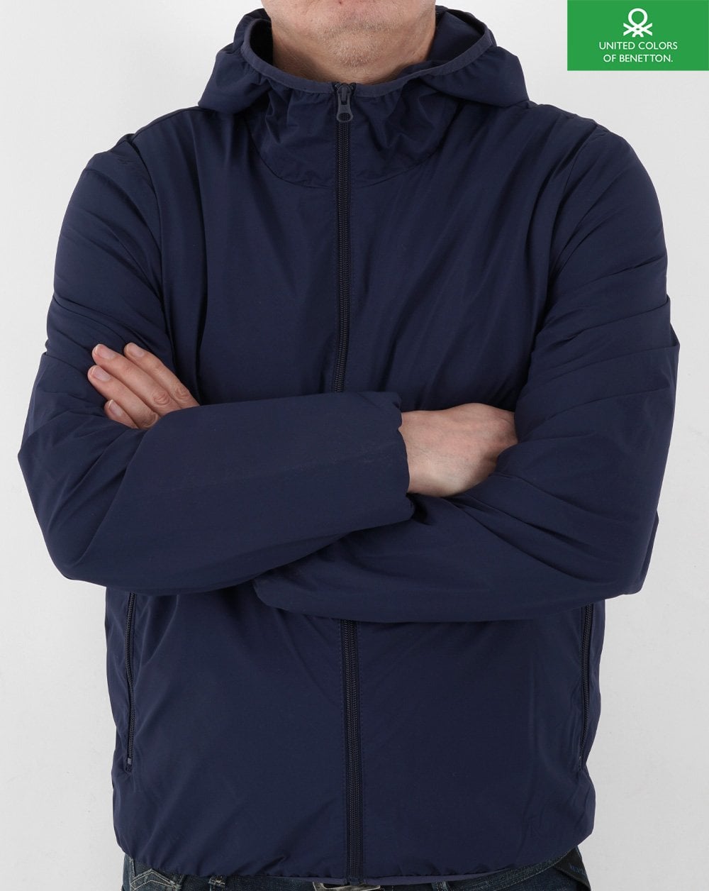 Benetton Leichte Kapuzenjacke Marineblau