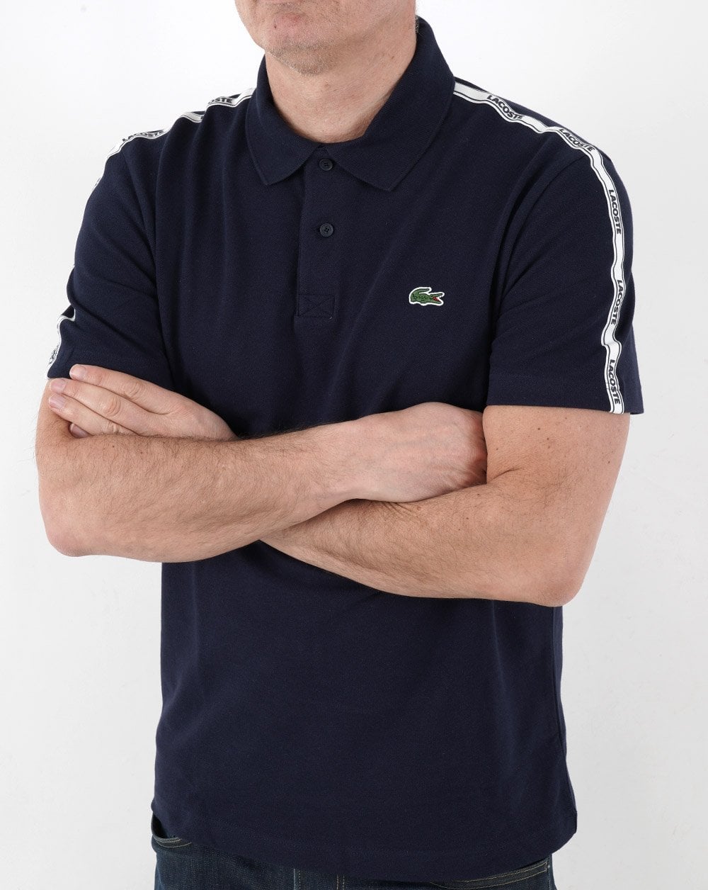 Lacoste Poloshirt mit Streifen in Marineblau