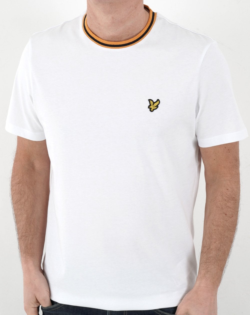 Lyle And Scott – Weißes T-Shirt mit Streifen