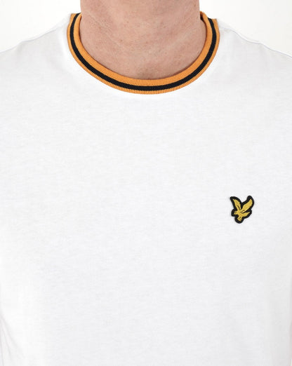 Lyle And Scott – Weißes T-Shirt mit Streifen