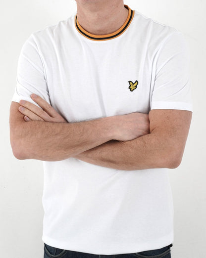 Lyle And Scott – Weißes T-Shirt mit Streifen