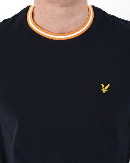 Lyle And Scott – T-Shirt mit Streifen in Dunkelmarineblau