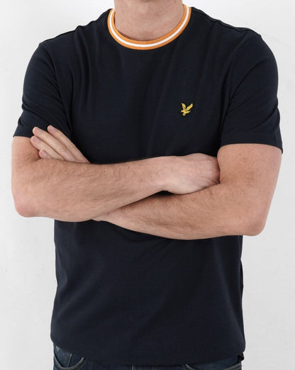 Lyle And Scott – T-Shirt mit Streifen in Dunkelmarineblau