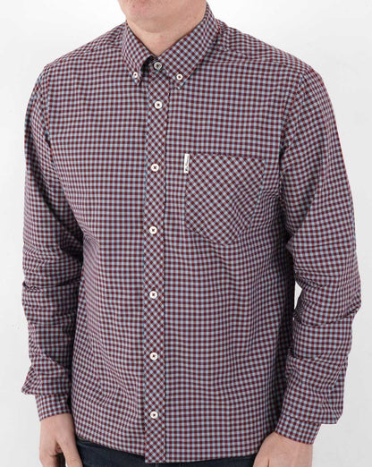 Ben Sherman Gingham Hemd Bordeauxrot