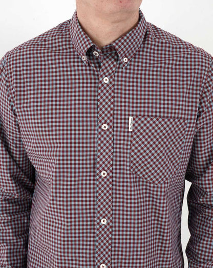 Ben Sherman Gingham Hemd Bordeauxrot