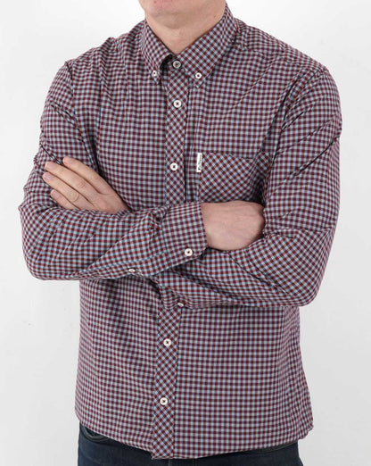 Ben Sherman Gingham Hemd Bordeauxrot