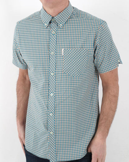 Ben Sherman Gingham Kurzarmhemd Grün/Orange