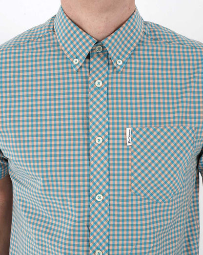 Ben Sherman Gingham Kurzarmhemd Grün/Orange