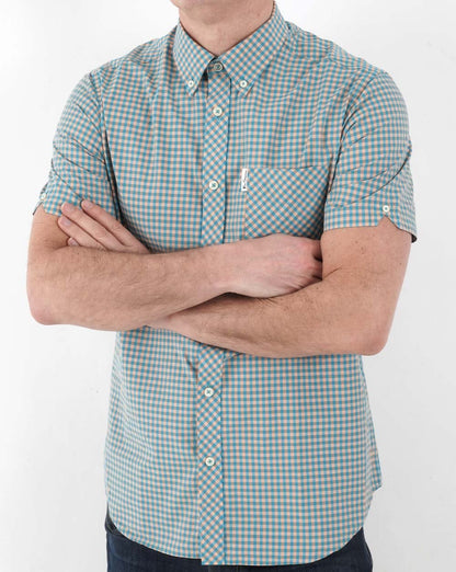 Ben Sherman Gingham Kurzarmhemd Grün/Orange