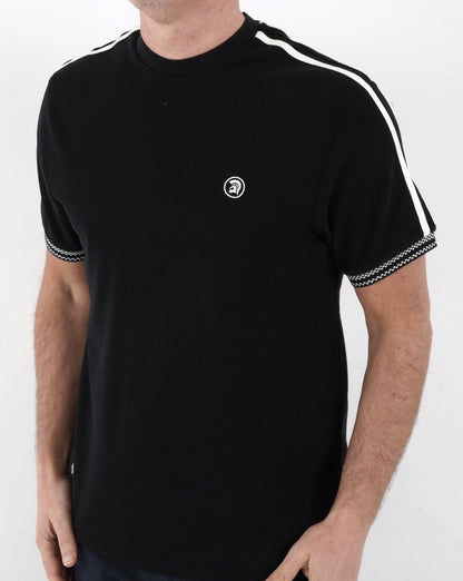 Trojan – T-Shirt mit Doppelstreifen, Schwarz