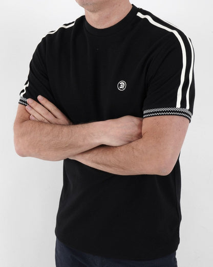 Trojan – T-Shirt mit Doppelstreifen, Schwarz