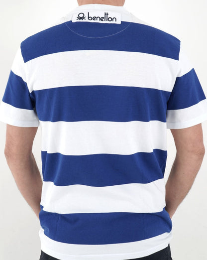 Benetton Streifen-T-Shirt Blau