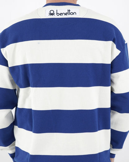 Benetton Gestreiftes Sweatshirt Blau
