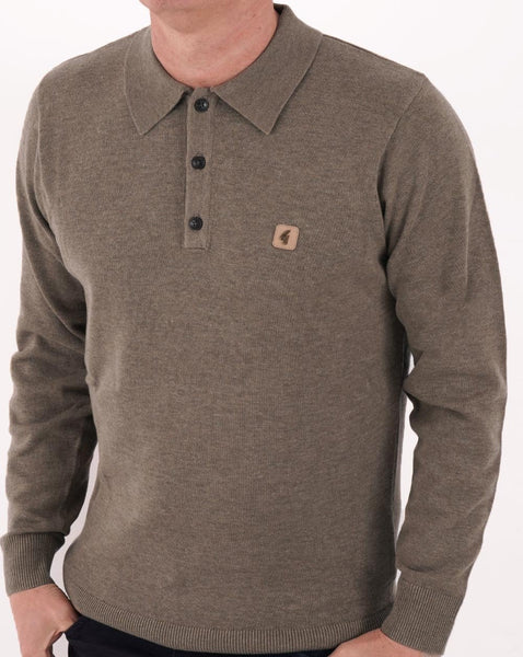 Gabicci Vintage Francesco LS Knitted Polo Elmwood