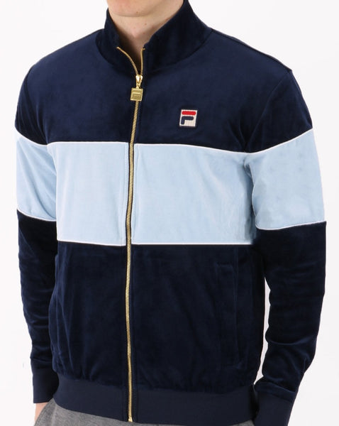 Fila Vintage Velour Track Top Navy/Sky Blue