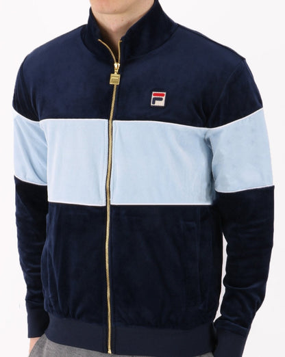 Fila Vintage Velours Trainingsjacke Marineblau/Himmelblau
