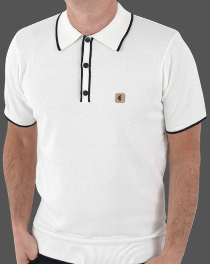 Gabicci Vintage Lineker Strickpolo Weiß
