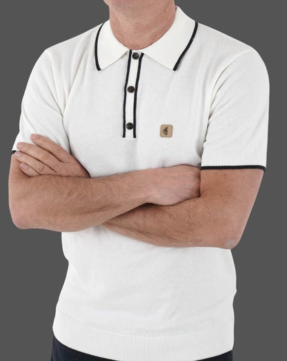 Gabicci Vintage Lineker Strickpolo Weiß