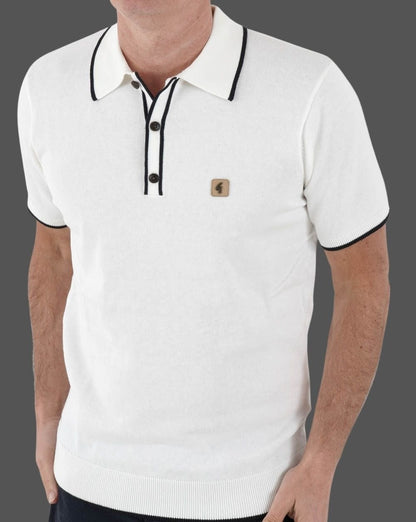 Gabicci Vintage Lineker Strickpolo Weiß