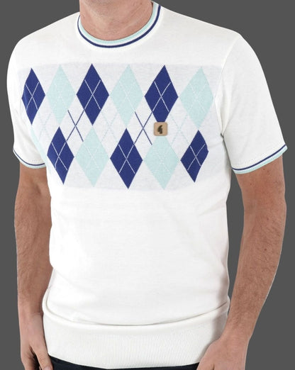Gabicci Vintage Diamond Argyle Rundhalsstrick Weiß