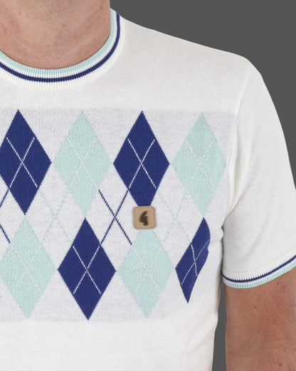 Gabicci Vintage Diamond Argyle Rundhalsstrick Weiß