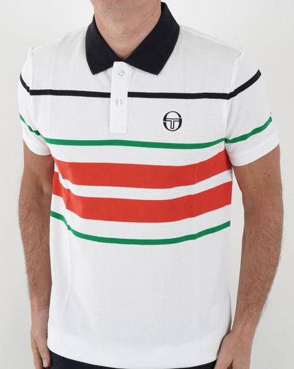 Sergio Tacchini Gestreiftes Poloshirt Weiß/Mehrfarbig