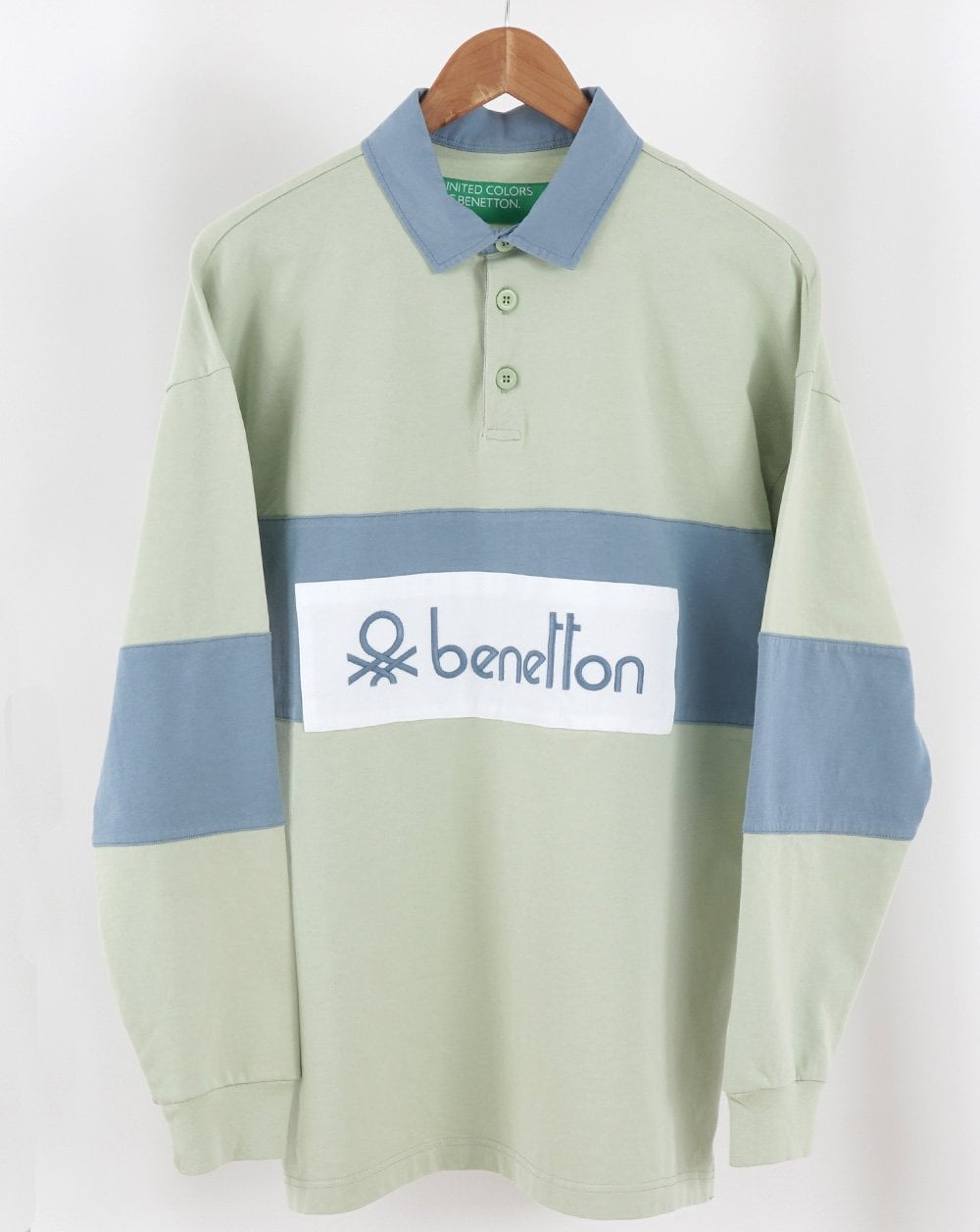 Benetton Rugby-Shirt Grün/Blau