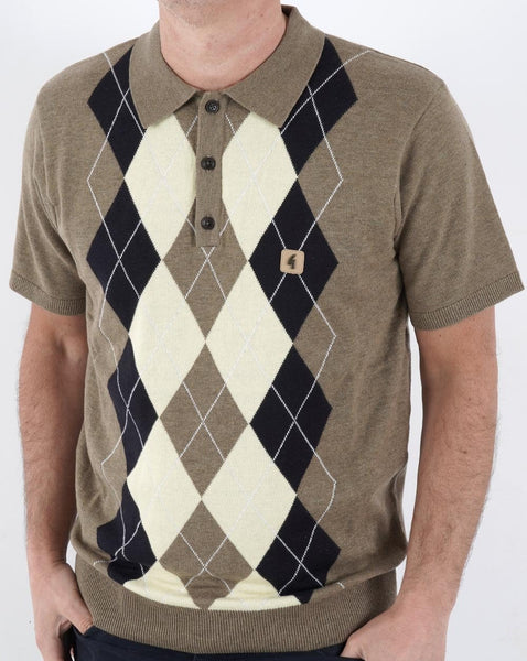 Gabicci Vintage Bogart Diamond Knitted Polo