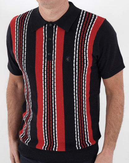 Gabicci Vintage Caan Stripe Strickpolo Marineblau/Rot/Weiß